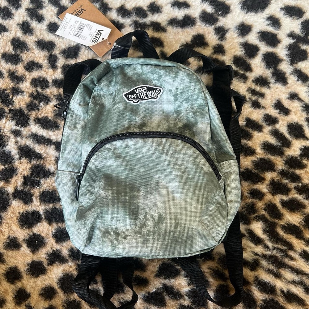 Vans green and black mini backpack with tags